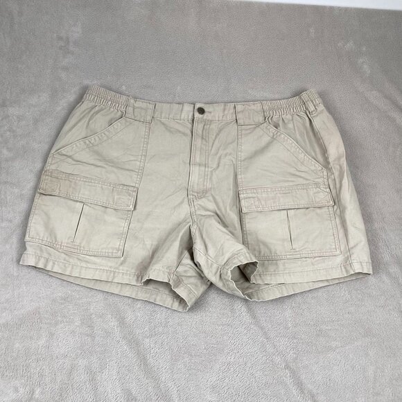 Red Head Mens Cargo Shorts Beige & Gray Elastic Waist Size 46 100% Cotton - Picture 2 of 16